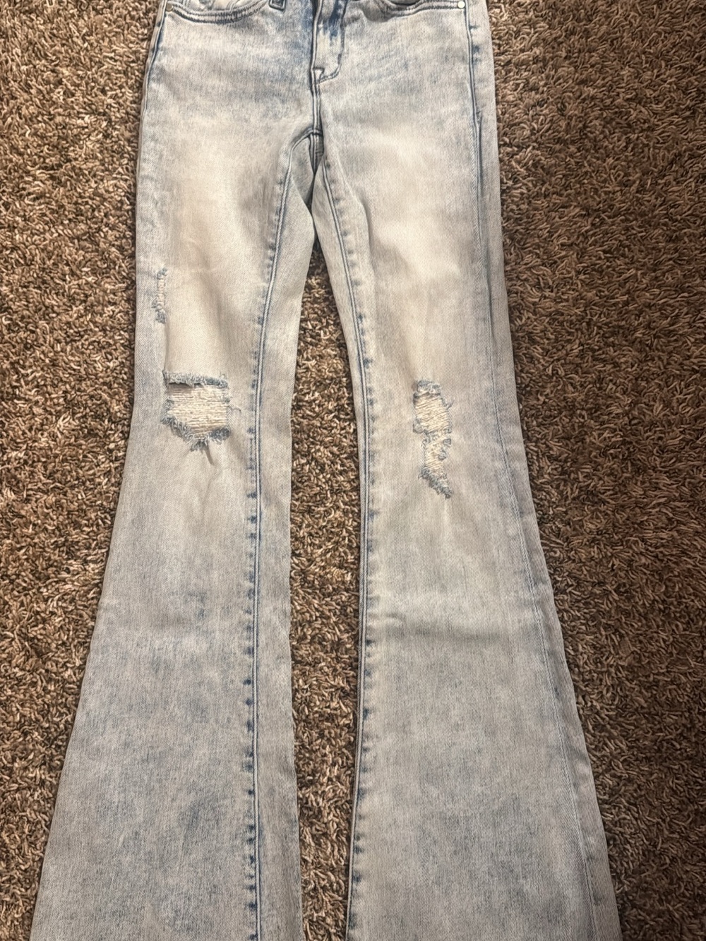 Altar’d State Light Wash Distressed Flare Jeans - Women's